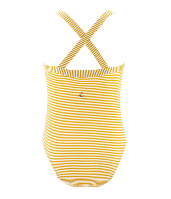 1-teiliger Kinder-Badeanzug Mädchen gelb BAMBOO/weiss MARSHMALLOW