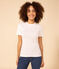 Damen-T-Shirt L’ICONIQUE aus Baumwolle mit Mäusezähnchen weiss ECUME