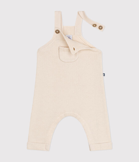 Baby-Latzhose aus Woll- und Baumwollstrick naturfarben AVALANCHE