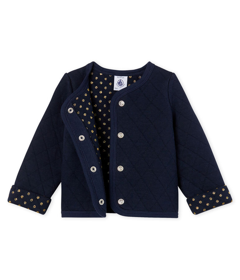 Baby-Cardigan aus gestepptem Doppeljersey f&uuml;r M&auml;dchen blau