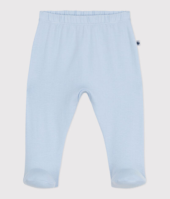 Newborn Baby-Hose mit Fuß aus einfarbiger Baumwolle  blau TOUDOU