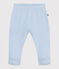 Newborn Baby-Hose mit Fuß aus einfarbiger Baumwolle  blau TOUDOU