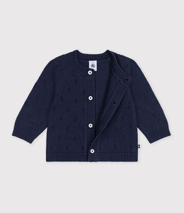 Baby-Cardigan aus einfarbigem Woll- und Baumwollstrick SOIR