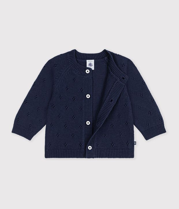 Baby-Cardigan aus einfarbigem Woll- und Baumwollstrick SOIR