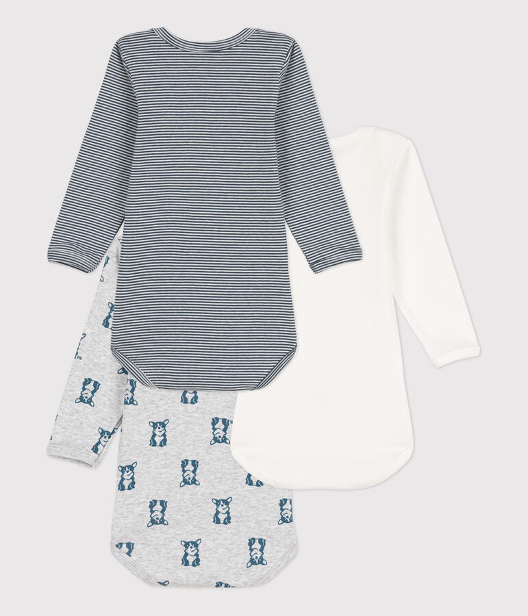 3er-Set lang&auml;rmelige Baby-Bodys aus Baumwolle mit Hundemotiv vielfarbig