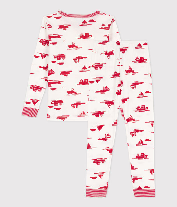 Kinderpyjama aus Baumwolle in eng geschnittener Passform weiss/rot
