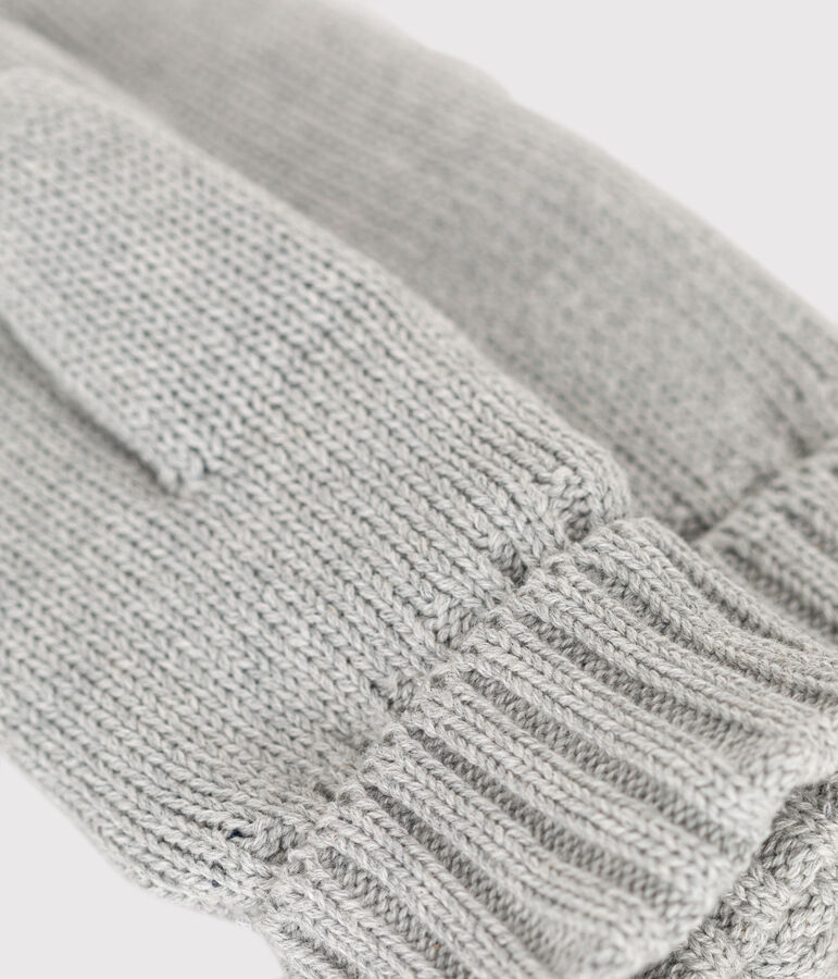 Kinder-F&auml;ustlinge aus einfarbigem Strick mit Fleece-Futter grau