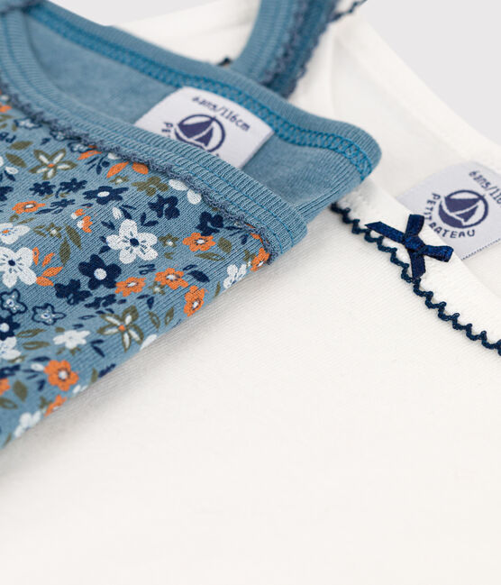 2er-Set Spaghetti-Tops aus Baumwolle mit Blumenmotiv für Mädchen variante 1