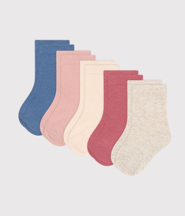 5er-Set Baby-Socken aus einfarbiger Baumwolle vielfarbig