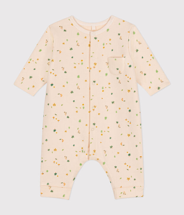 Langer Baby-Overall aus Molton naturfarben/vielfarbig