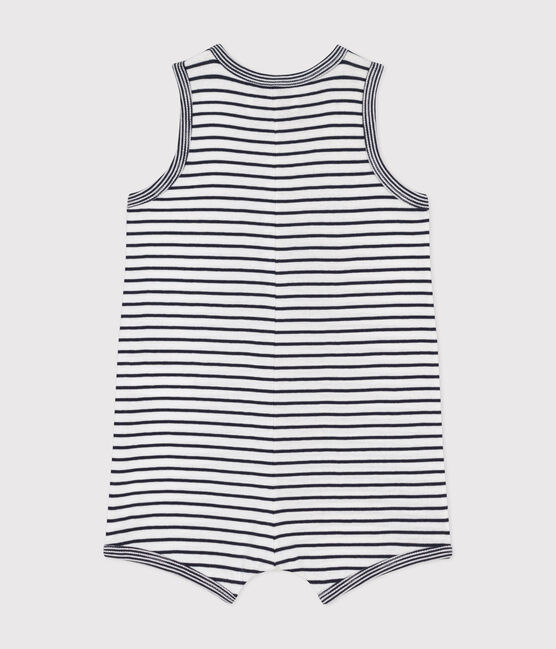 Baby-Kurzoverall Monsieur Madame aus Baumwolle weiss MARSHMALLOW/blau SMOKING