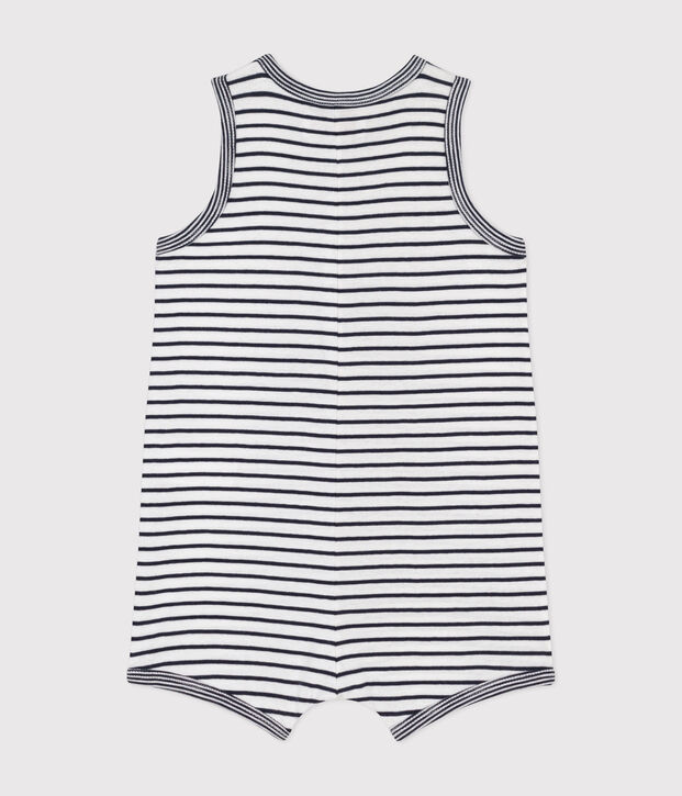 Baby-Kurzoverall Monsieur Madame aus Baumwolle weiss/blau