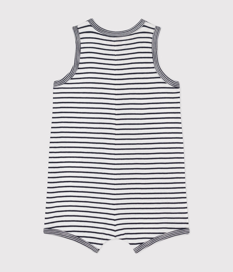 Baby-Kurzoverall Monsieur Madame aus Baumwolle weiss/blau