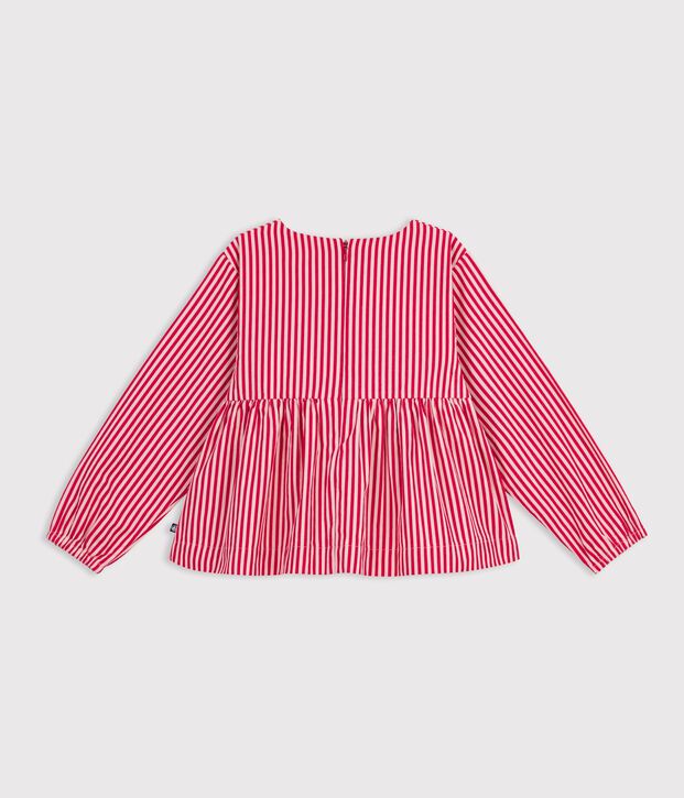 Lang&auml;rmelige Kinder-Bluse aus Baumwolle mit Streifen rosa/rosa