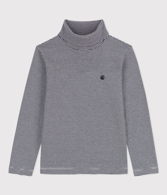 Kinder-Rollkragenshirt aus Baumwolle für Mädchen und Jungen blau SMOKING/weiss MARSHMALLOW