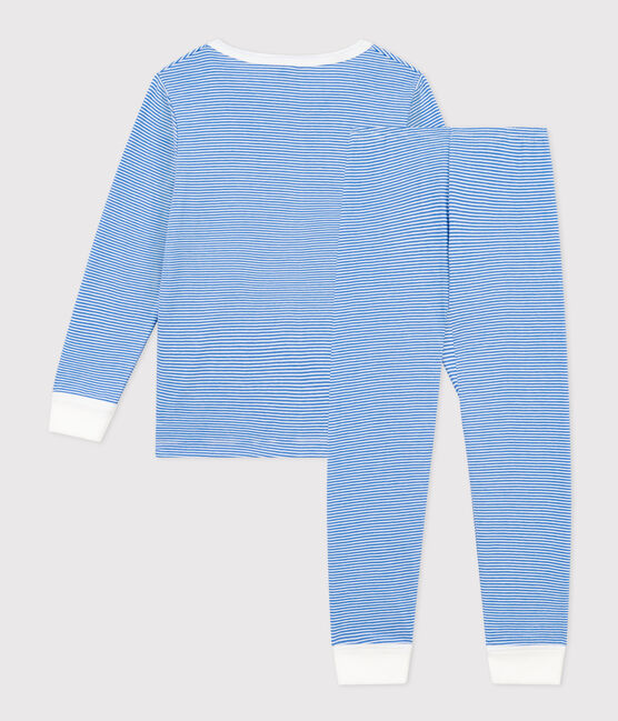 Gestreifter Kinderpyjama aus Baumwolle DELPHINIUM/ MARSHMALLOW