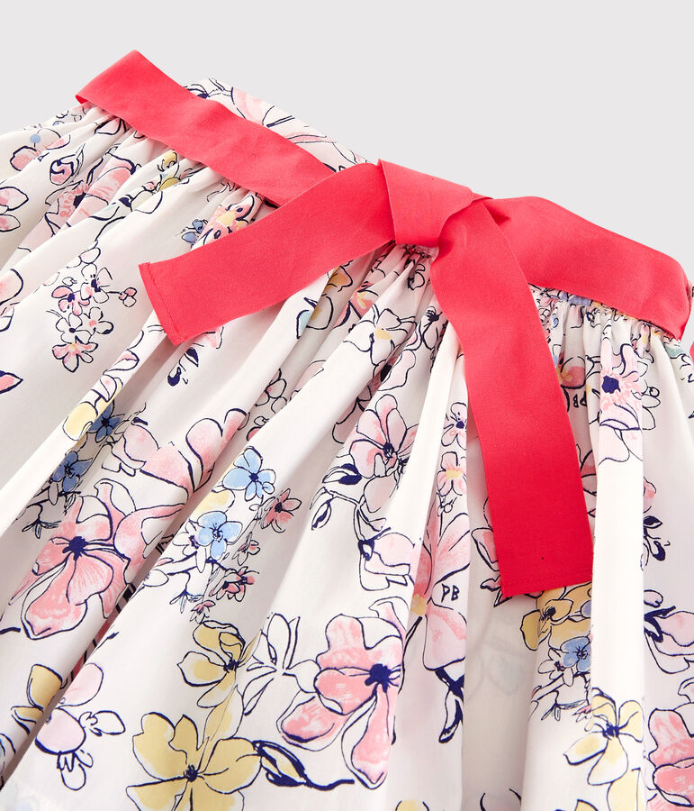 Kinderrock aus Popeline f&uuml;r M&auml;dchen weiss/vielfarbig