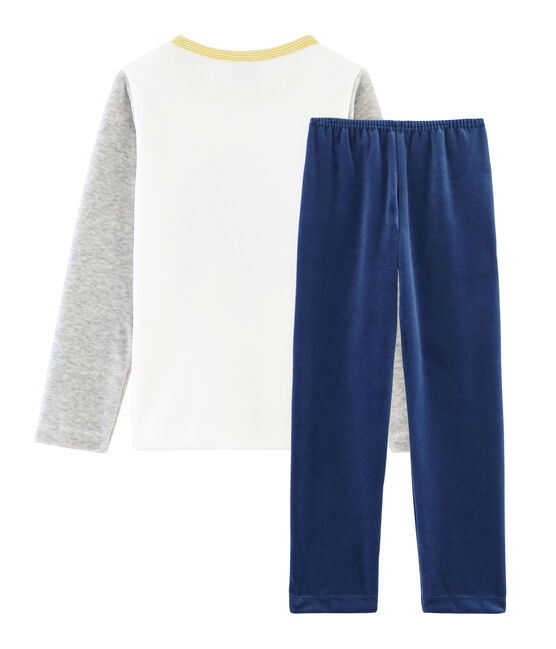 Samt-Pyjama für kleine Jungen blau MEDIEVAL/grau POUSSIERE/ MULTICO
