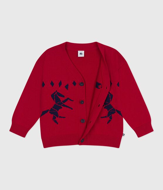 Kinder-Cardigan aus Wolle und Baumwolle mit Muster rot TERKUIT/ SOIR