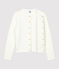 Damen-Cardigan aus gestepptem Doppeljersey weiss MARSHMALLOW