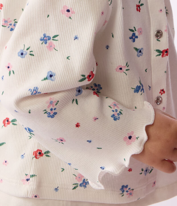 Baby-Cardigan aus Baumwolle mit Blumenmuster weiss/vielfarbig