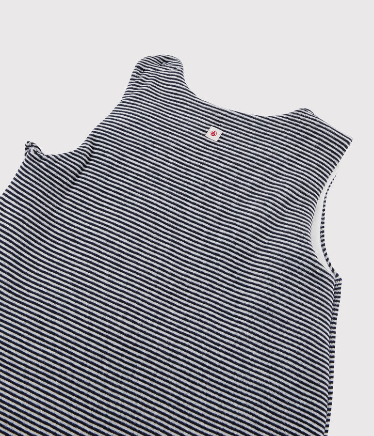 Baby-Schlafsack aus Bio-Baumwoll-Velours mit Streifenmuster blau SMOKING/weiss MARSHMALLOW