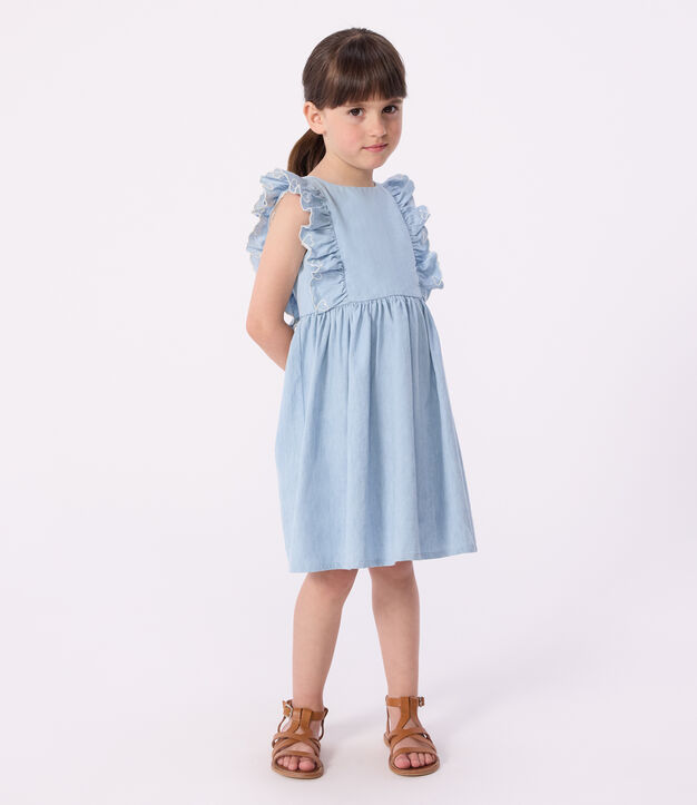 &Auml;rmelloses Kinder-Kleid aus Baumwolle blau