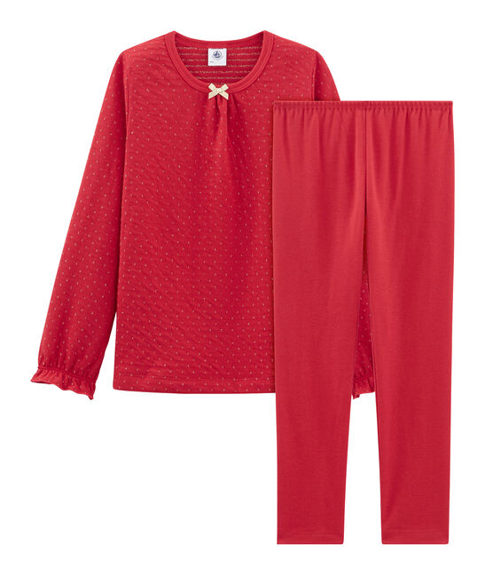 Pyjama aus Doppeljersey und Rippstrick für Mädchen rot TERKUIT/gelb OR