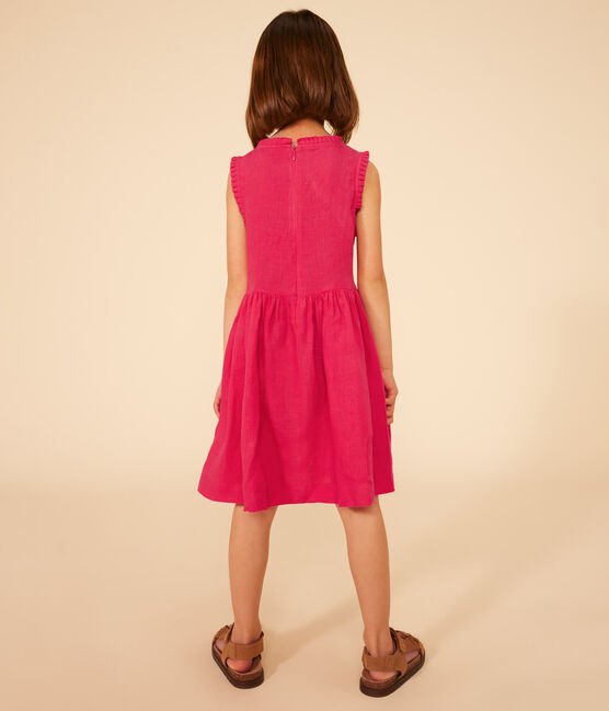Ärmelloses Kinder-Kleid aus Leinen für Mädchen rosa DELHI