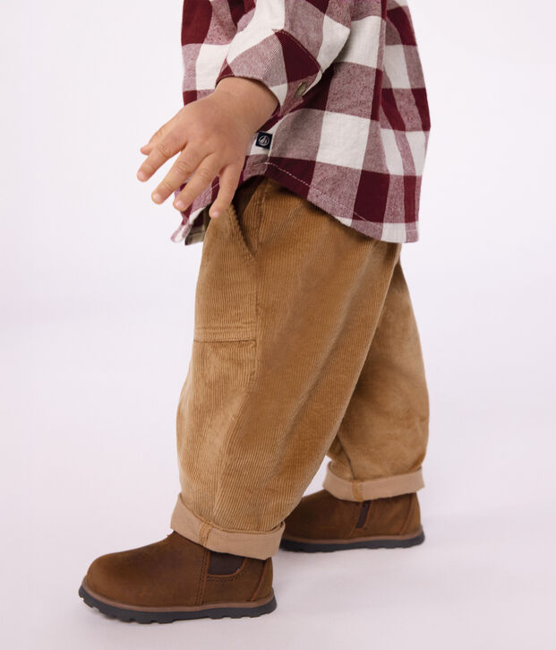 Baby-Hose aus einfarbigem Fein-Cord LATTE