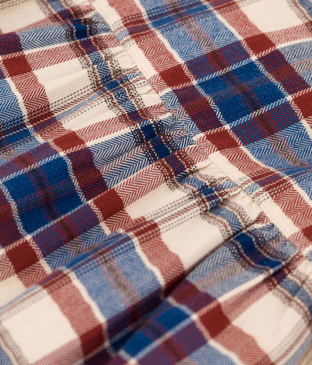 Kariertes Kinderkleid aus Flanell f&uuml;r M&auml;dchen naturfarben/vielfarbig