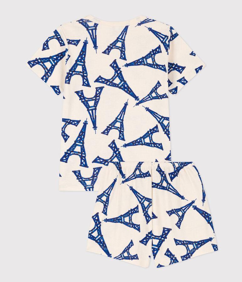 Kinder-Kurzpyjama Paris aus Baumwolle naturfarben/vielfarbig