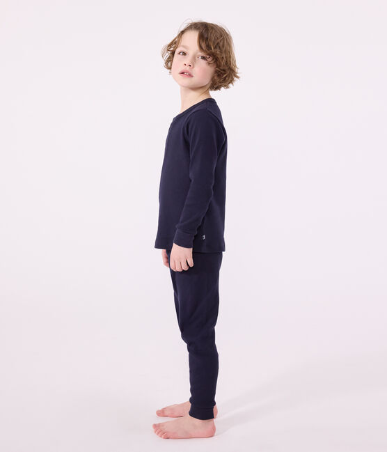 Kinder-Pyjama aus einfarbiger Baumwolle blau SMOKING