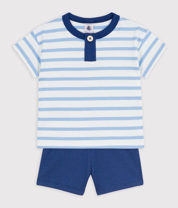 Baby-Geschenkset aus Baumwolle: 2-teiliges Set weiss/vielfarbig