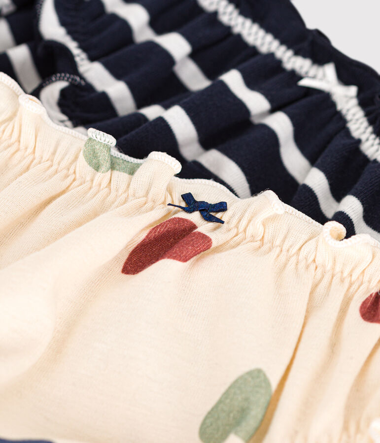 2er-Set Damen-Slips aus Baumwolle mit R&uuml;schen vielfarbig