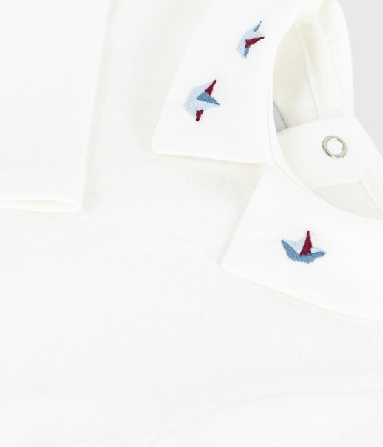 Baby-Body mit Rollkragen aus einfarbiger Baumwolle  weiss MARSHMALLOW