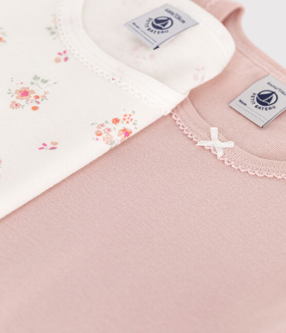 2er-Set kurzärmelige Kinder-T-Shirts aus Baumwolle mit Blumenmotiv variante 1