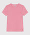 Damen-T-Shirt L'Iconique aus Baumwolle mit Streifen rosa PEONIA/ MARSHMALLOW