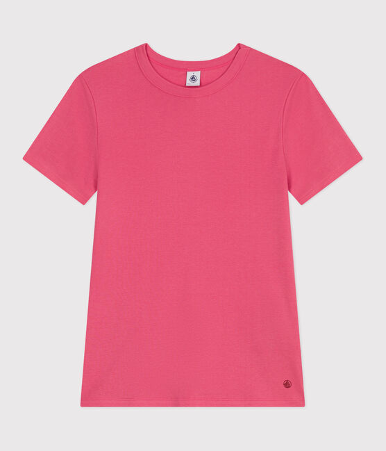 Damen-T-Shirt L'Iconique aus einfarbiger Baumwolle rosa PEONIA