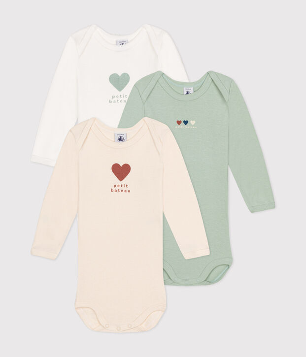 3er-Set lang&auml;rmelige Baby-Bodys aus Baumwolle vielfarbig