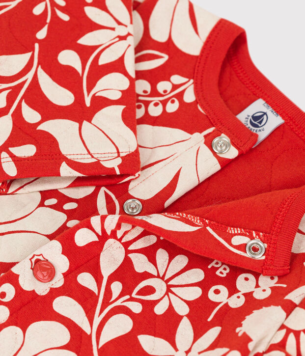 Bedruckter Baby-Cardigan aus gestepptem Doppeljersey orange/naturfarben