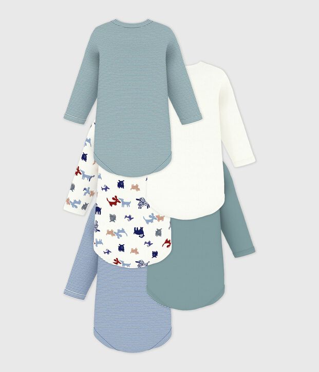 Set lang&auml;rmeliger Baby-Bodys aus gemusterter Baumwolle vielfarbig