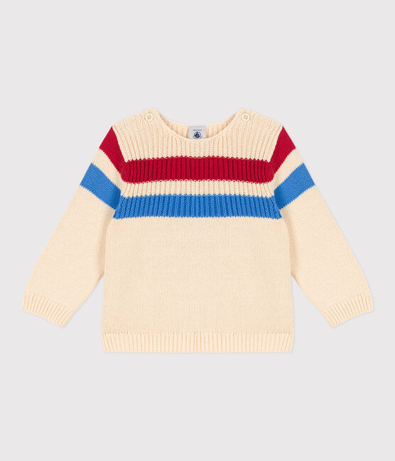 Babypullover aus Baumwollstrick mit Streifen weiss AVALANCHE/ MULTICO