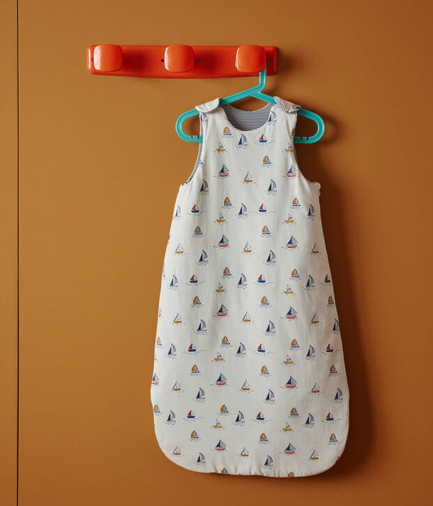 Baby-Schlafsack aus Baumwolle TOG 2.5 mit Segelbooten weiss/blau/vielfarbig