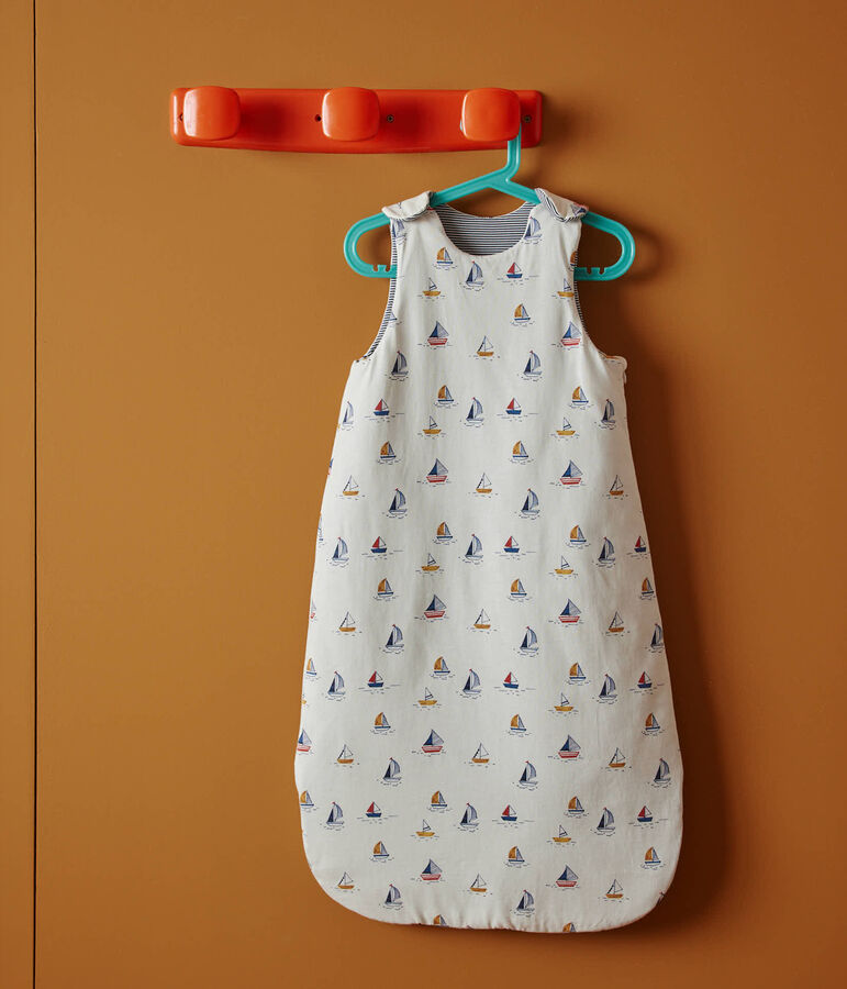 Baby-Schlafsack aus Baumwolle TOG 2.5 mit Segelbooten weiss/blau/vielfarbig