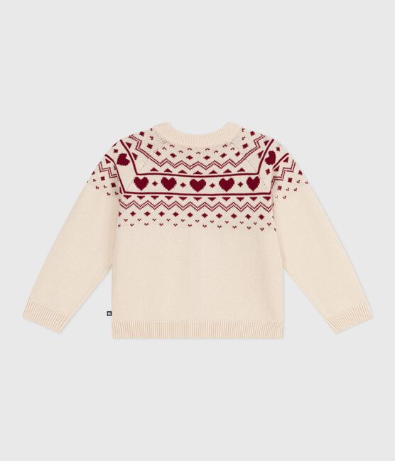 Kinder-Cardigan aus Wolle und Baumwolle mit Jacquard-Muster naturfarben AVALANCHE/ AMARANTE