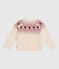 Kinder-Cardigan aus Wolle und Baumwolle mit Jacquard-Muster naturfarben AVALANCHE/ AMARANTE