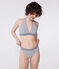 Damen-Bikini mit Streifen weiss MARSHMALLOW/blau MEDIEVAL