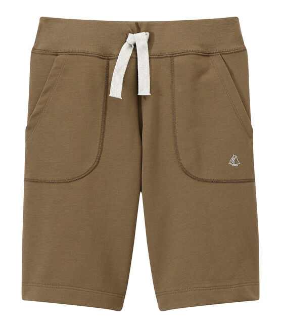 Jungen-Bermudashorts aus schwerem Jersey braun SHITAKE