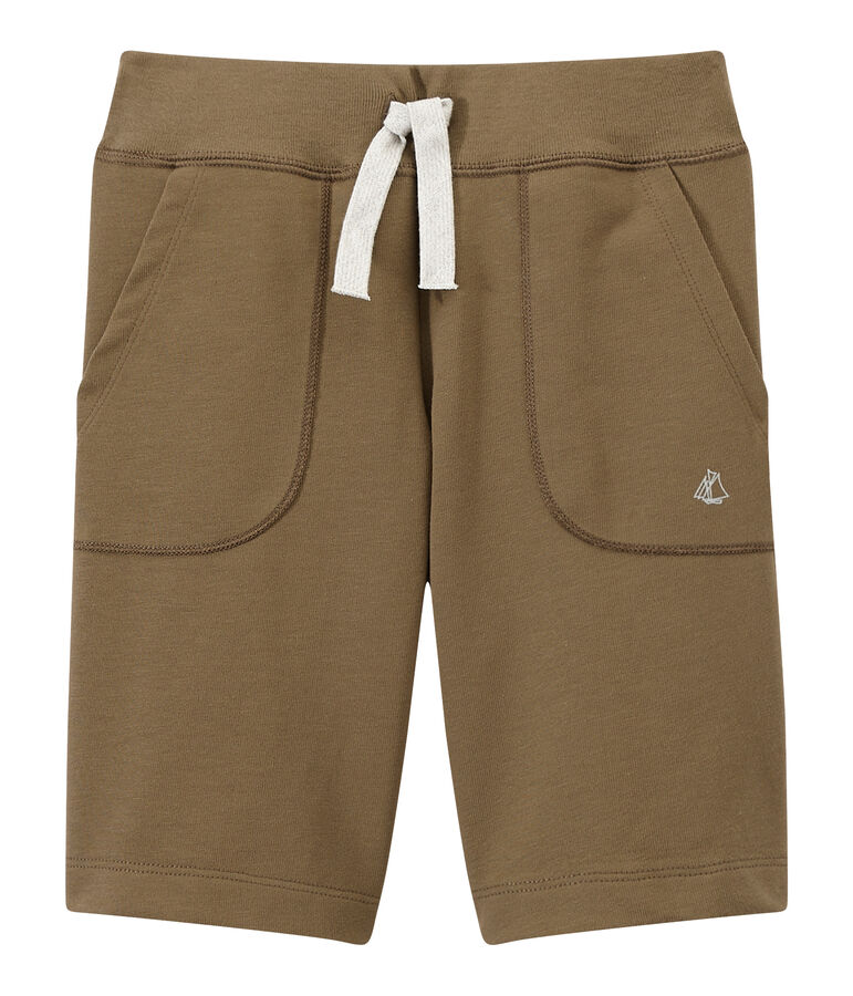 Jungen-Bermudashorts aus schwerem Jersey braun SHITAKE